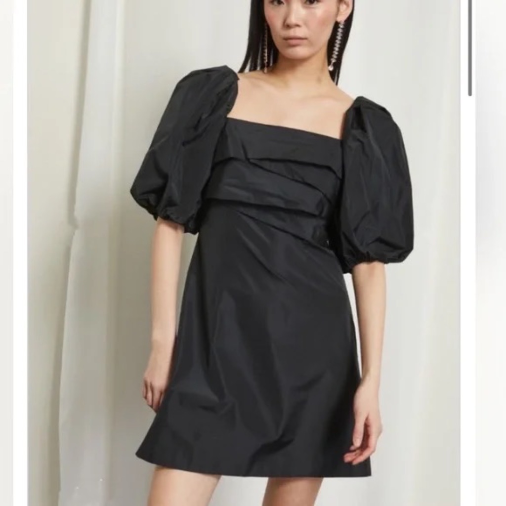 Black A-Line Puff Sleeve Marella Cocktail Dress